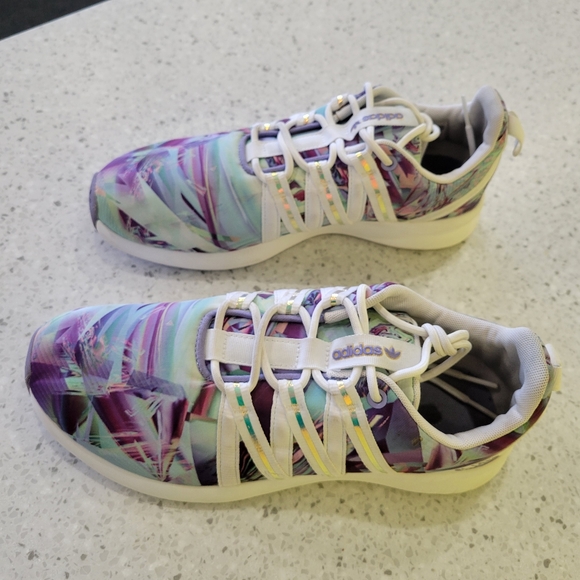 Adidas SI Loop Racer Casual Sneakers Purple Abstract Women size 10 US pre owned - Picture 3 of 12